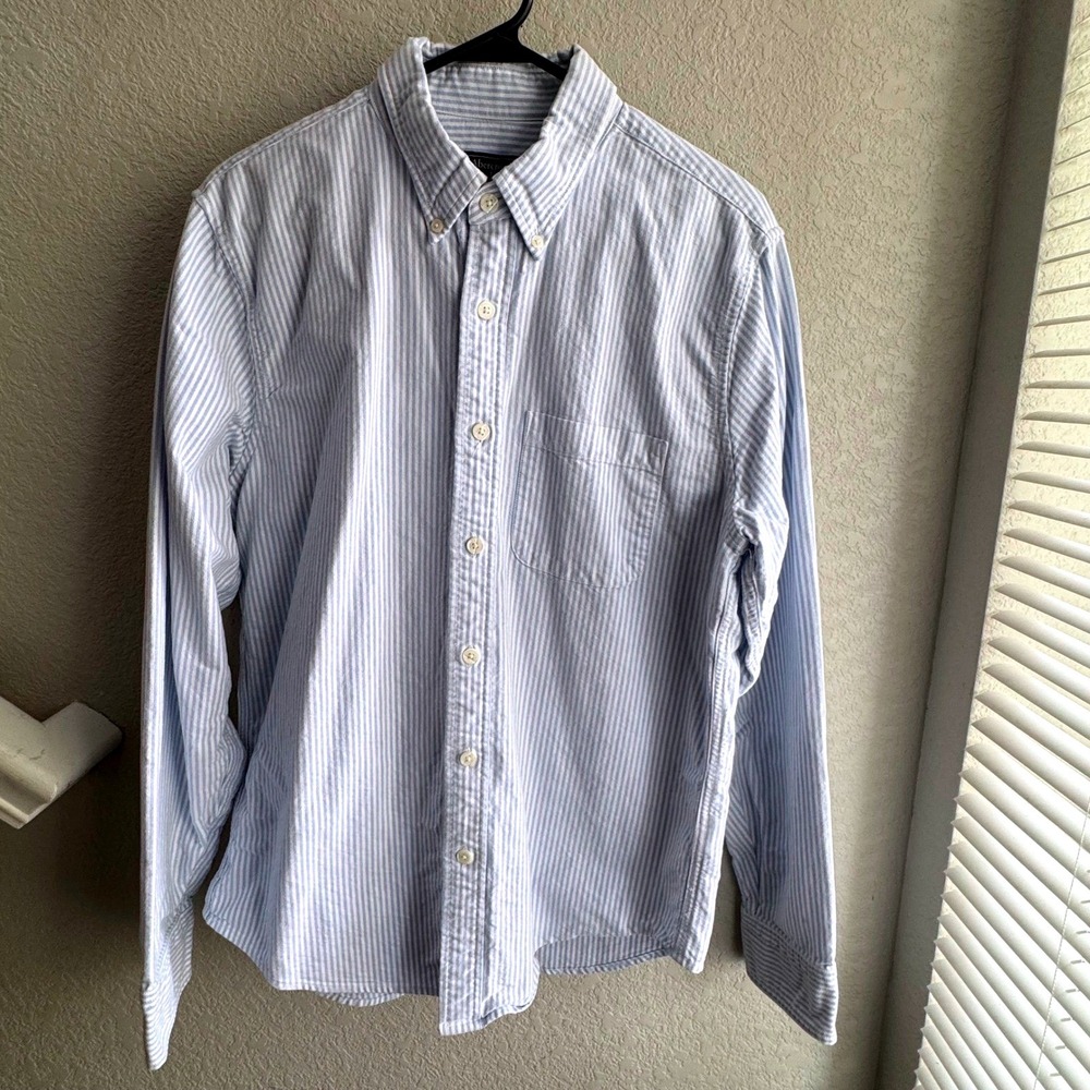 Abercrombie & Fitch Mens Large Blue White Striped Oxford Button Down Shirt Large